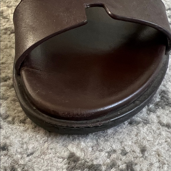 Men's Hermes Izmir Brown Leather Slides size 42 - Picture 3 of 3